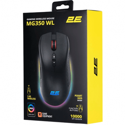 2E MG350 Simsiz Gaming Mouse – RGB, USB, Qara, 2E-MG350UB-WL