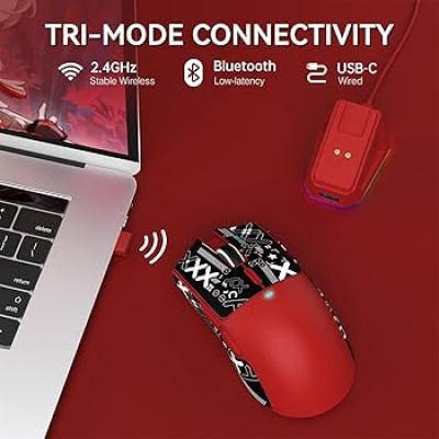 Attack Shark X11 Lightweight PAW3311 Wireless / Bluetooth Gaming Mouse Red