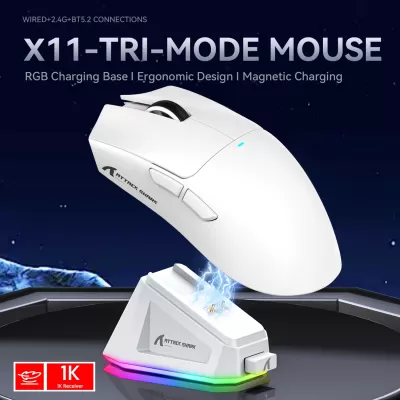 Attack Shark X11 Lightweight PAW3311 Sensor Wireless / Bluetooth Gaming Mouse White