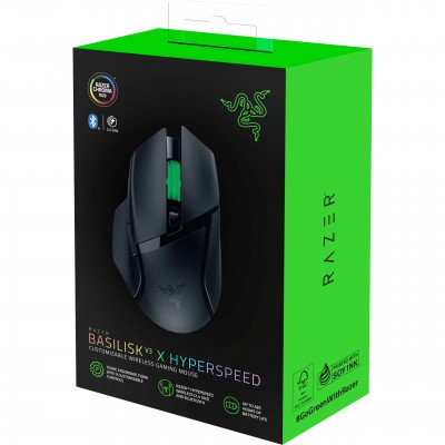 Razer Basilisk V3 X HyperSpeed RGB Simsiz Gaming Mouse – RZ01-04870100-R3G1, WL/BT, Qara