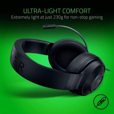 Qulaqlıq Razer Kraken X Lite | Gaming Headset | 3.5mm | Yüngül Dizayn | Qara | Rəsmi Zəmanətlə