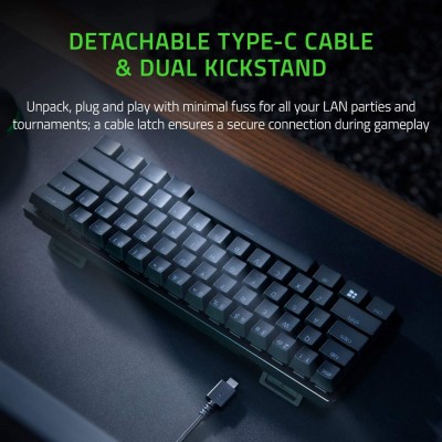 Gaming Klaviatura Razer Huntsman Mini | Purple Switch | RGB | USB | RU Layout | Qara | Rəsmi Zəmanətlə