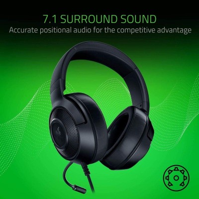Qulaqlıq Razer Kraken X Lite | Gaming Headset | 3.5mm | Yüngül Dizayn | Qara | Rəsmi Zəmanətlə