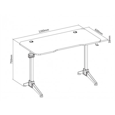 2E Gaming Table OTOROSHI 120x60x75 cm White Grey