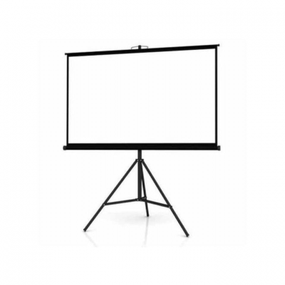 Proyektor Ekranı – Tripod 79"x79" (200x200 sm), Ağ Matt, 3D Dəstəyi, 4 sm Qara Sərhəd, Ayaqlı Stand