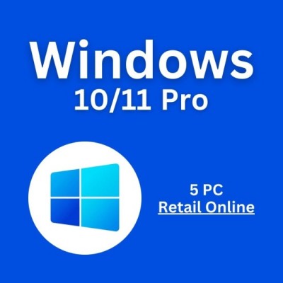 Windows 11/10 Pro Rəsmi Retail Aktivasiya Açarı – 5 Kompüter üçün