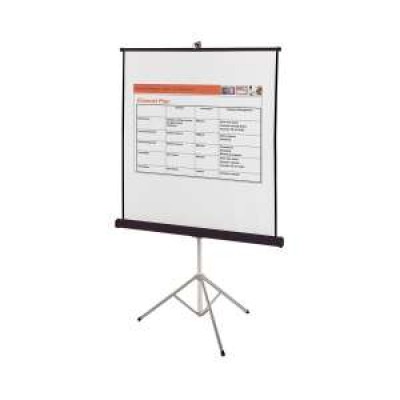 Proyektor Ekranı – Tripod 96"x96" (240x240 sm), Ağ Matt, 3D Dəstəyi, 4 sm Qara Sərhəd, Ayaqlı Stand