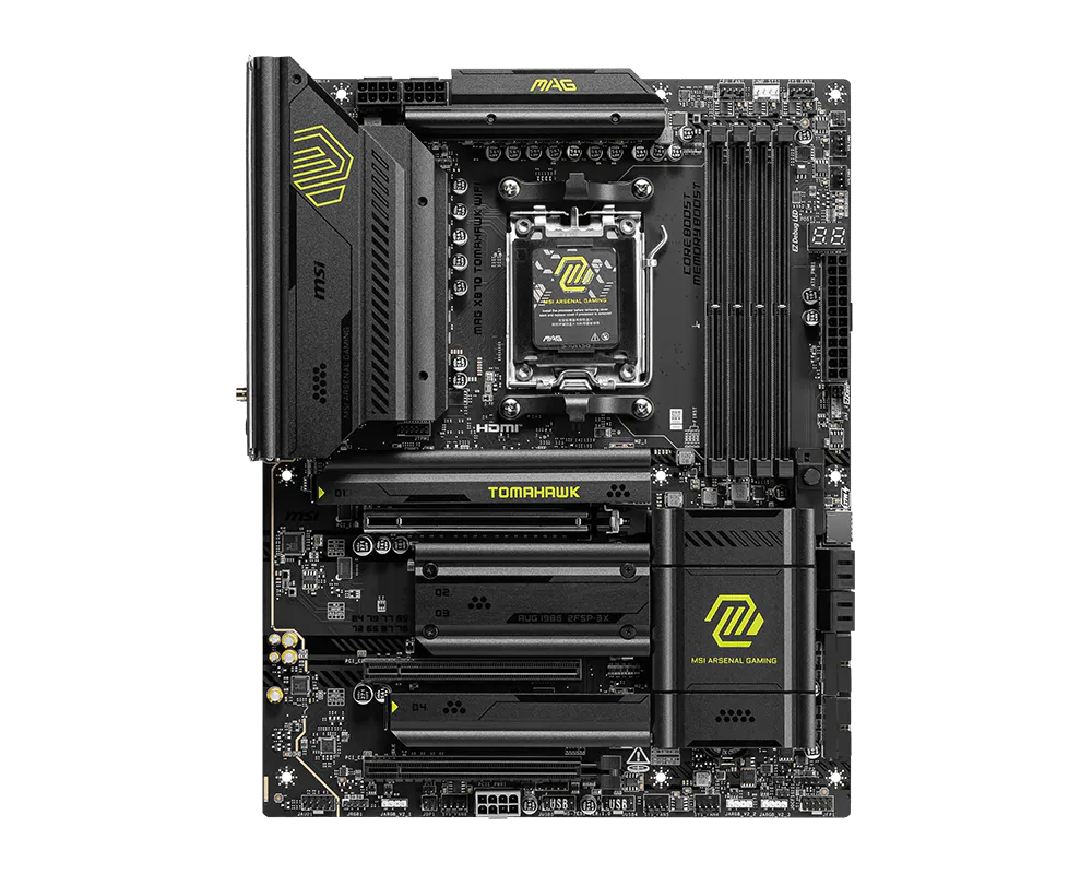 MSI MAG X870 TOMAHAWK WIFI AM5 ,Ryzen 9000/8000/7000 ,4xDDR5 4800- 8400+, 4x M2 slot,Raid 1,0,10 for NVMe,3x PCI-E x16 slot ,Wi-Fi 7