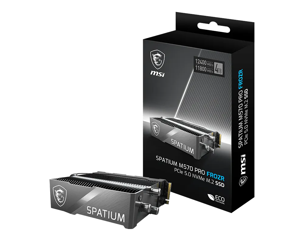 MSI SSD SPATIUM M570 PRO PCIe 5.0 NVMe M.2 FROZR  2TB  , PCIe 5.0  ,R12400, W11800 ,NVMe,M.2-2280 w Radiator