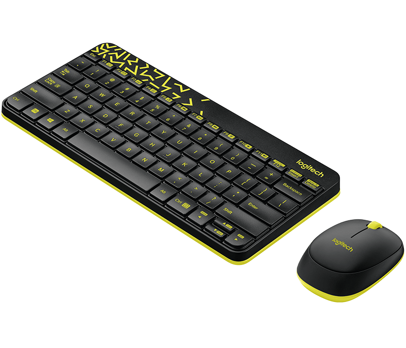LOGITECH Wireless Combo MK240 Nano Russian Layout - BLACK/CHARTREUSE