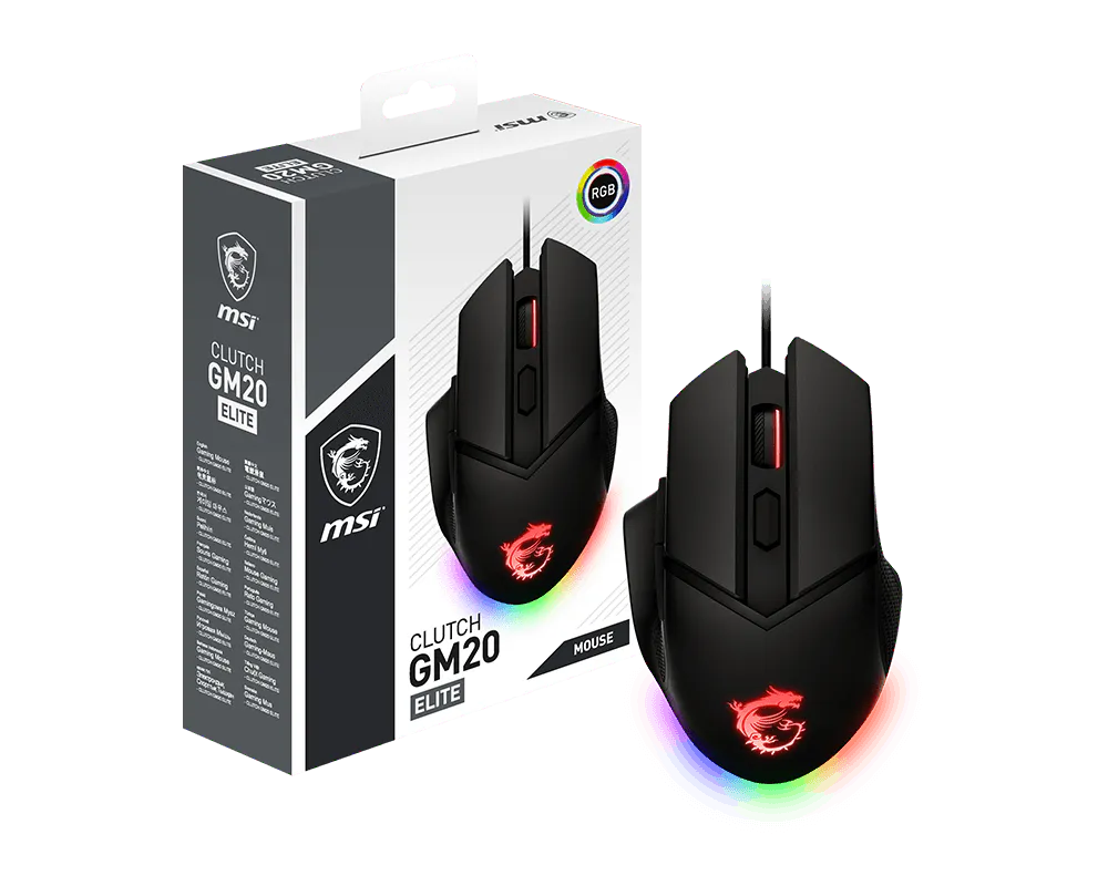 Gaming Mouse MSI Clutch GM20 Elite Black ,6400DPl,6KEY ,RGB