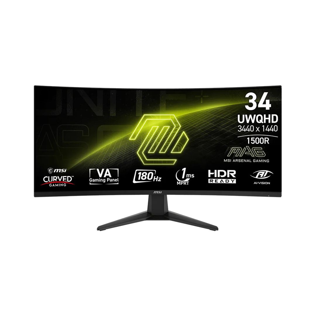 MSI MAG 346CQ 3.5K Curved Gaming Monitor	34''UWQHD | 180Hz | 0.5ms | 300nits| 1500R