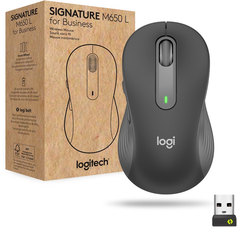 LOGITECH Signature M650 L Wireless Mouse - GRAPHITE - BT - EMEA