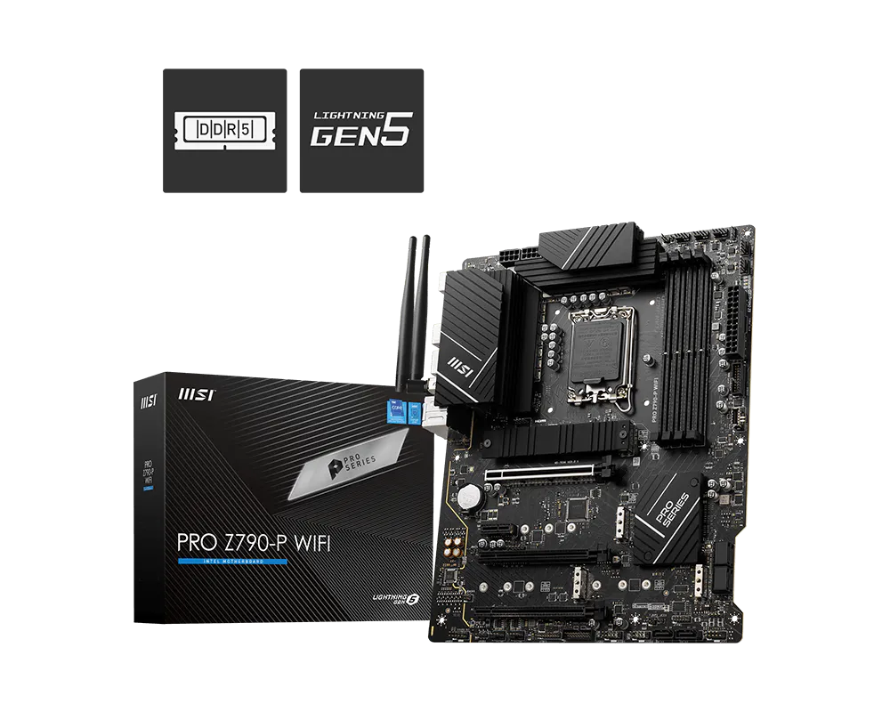 MB MSI   PRO Z790-P WIFI LGA 1700,4x DDR5 4800-7000(OC), 3x PCI-E x16,DP 1.4 max 4K 60Hz,4x M.2,