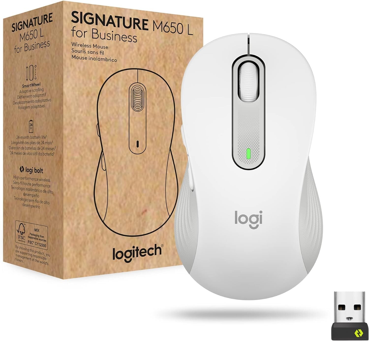 LOGITECH Signature M650 L Wireless Mouse - OFF-WHITE - BT - EMEA
